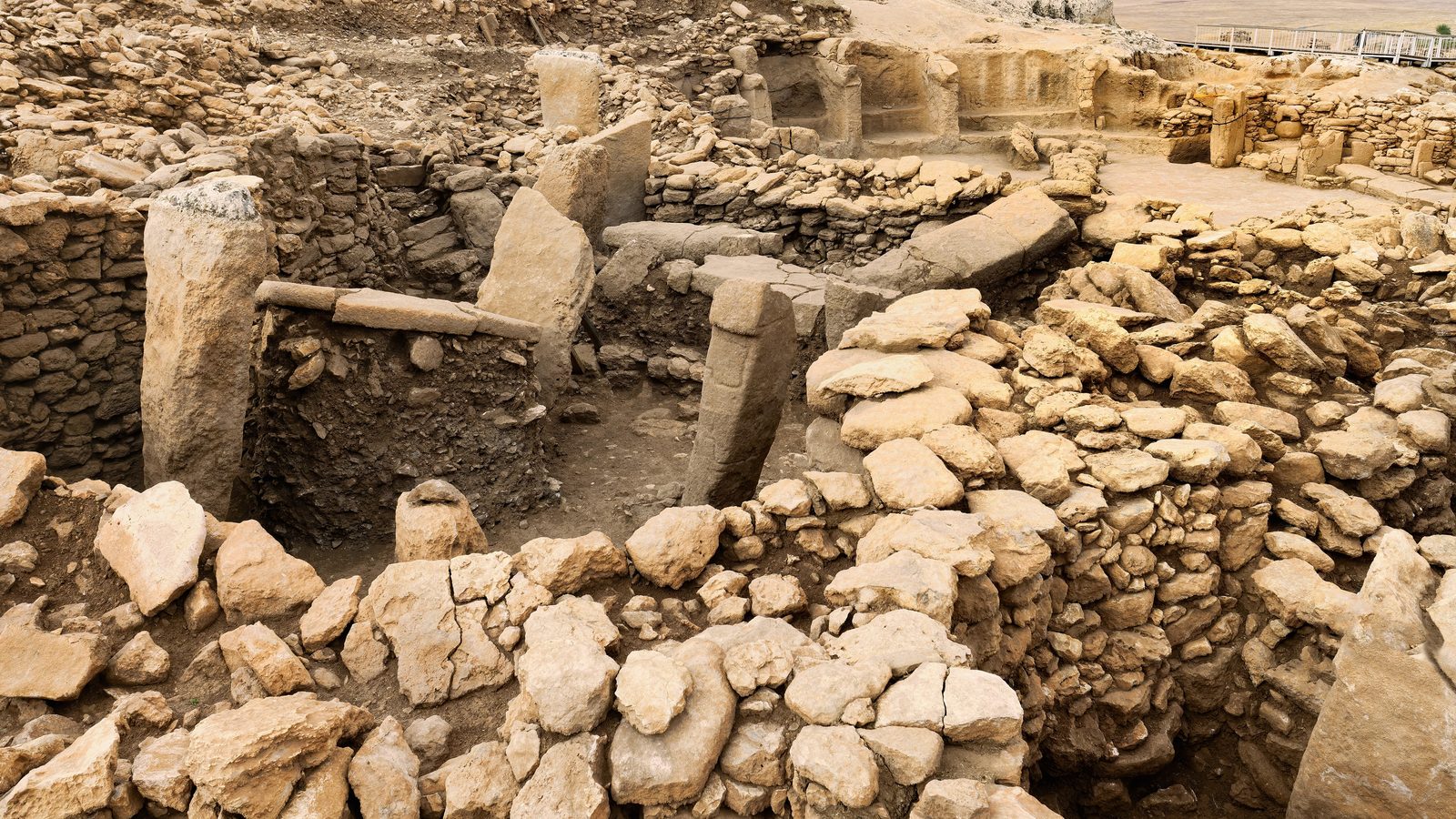 T-shaped pillars standing in the Karahan Tepe excavation